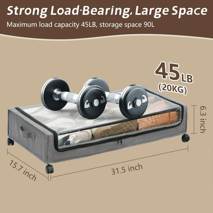 FOUCSSOMEI Under Bed Storage with Wheels, Under The Bed Storage Drawers On Wheels, Rolling Underbed Drawers, Lockable, Heavy Duty