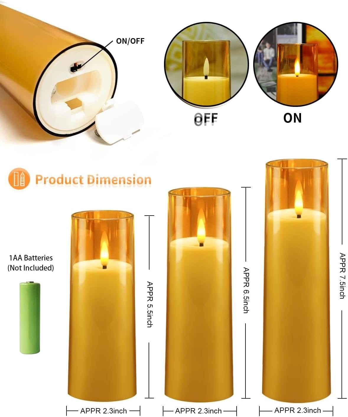kakoya Flickering Flameless Candles Battery Operated with Remote and 2/4/6/8 H Timer Plexiglass Led Pillar Candles Pack of 9(D2.3 xH5.5 6.5" 7.5") with Realistic 3D Wick Candles for Home Decor(Ivory)