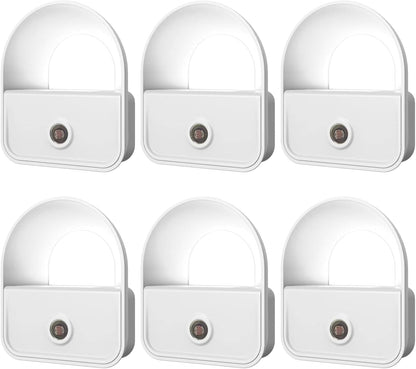 6 Pack Night Light Plug in, White LED Nightlights with Smart Dusk to Dawn Sensor, Plug into Wall Nightlights Suitable for Bedroom, Bathroom, Hallway, Kitchen, Stairs, Kids, Adults