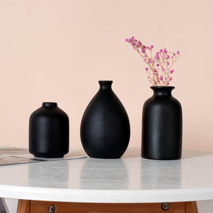 White Ceramic Vase Set of 4, Classic Matte Vases Home Decorations for Table Shelf Office Decor (White)