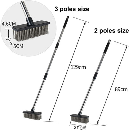 Heavy-Duty Push Broom Brush - Perfect for Bathroom, Kitchen, Patio, Garage, Deck, Concrete, Wood, Stone, and Tile Floors (10.6" Stainless Steel Bristle-Black)