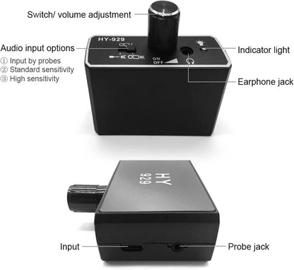 20000X Underground Water Leak Detector -70D db Detection Device | Double Probe Water Leak Detection Equipment, AC100-240V US Plug Water Pipe Monitor Kit for Construction Pipeline Inspection