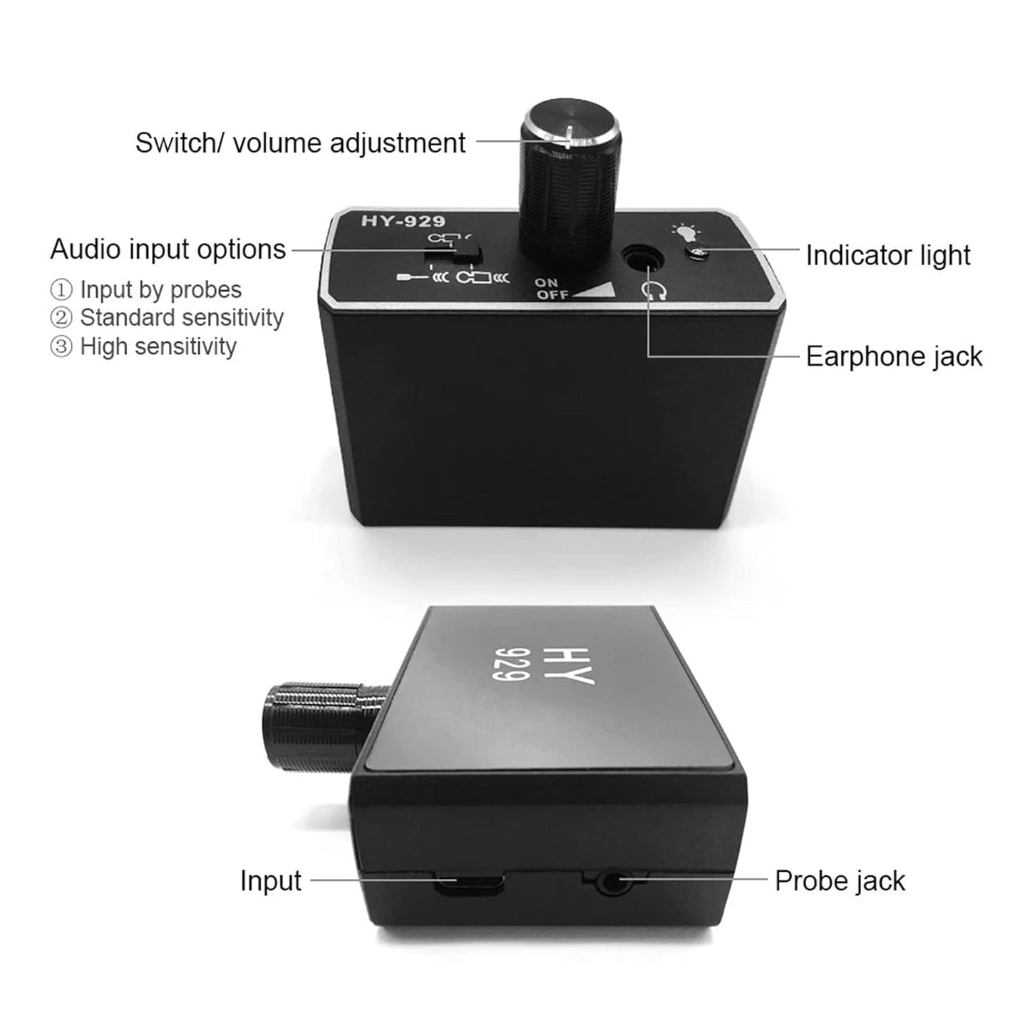Water Leakage Detection, Underground Water Pipe Leak Detector Monitor with Dual Probe and Headphone Sound Adjustable Intensifier for Construction Site Pipeline Detection (US Plug)