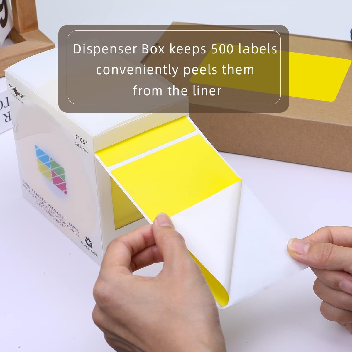 PARLAIM 3 X 5 Inch Rectangle Adhesive Color Coding Stickers,Square Inventory Label Stickers -500Per Dispenser Box (Fluorescent Green)