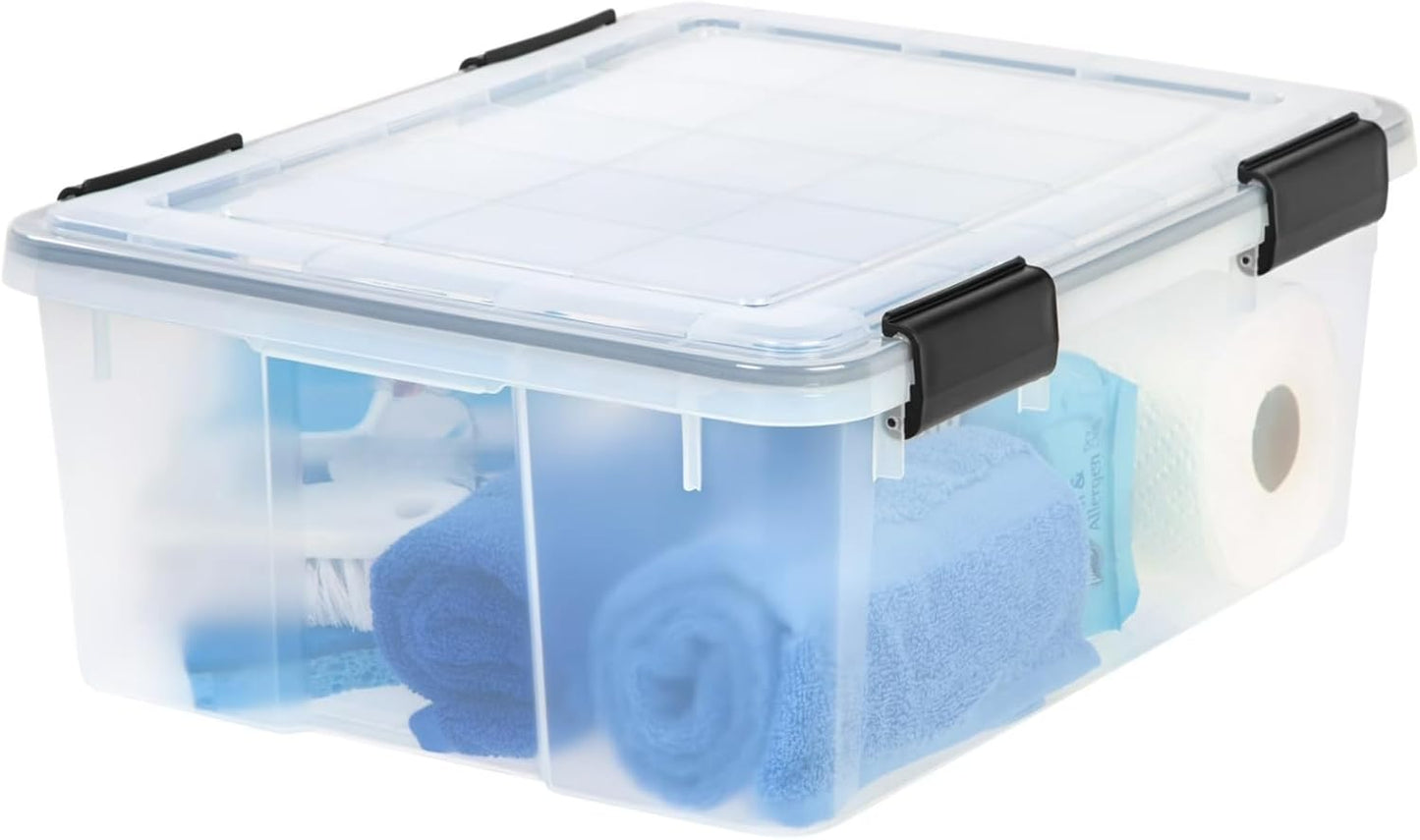 41 Quart Under Bed Storage Bins with Snap-On Lids, 2-Pack, Clear Plastic Stackable Tote Boxes, Closet Storage for Clothes Storage & Bedroom Organization