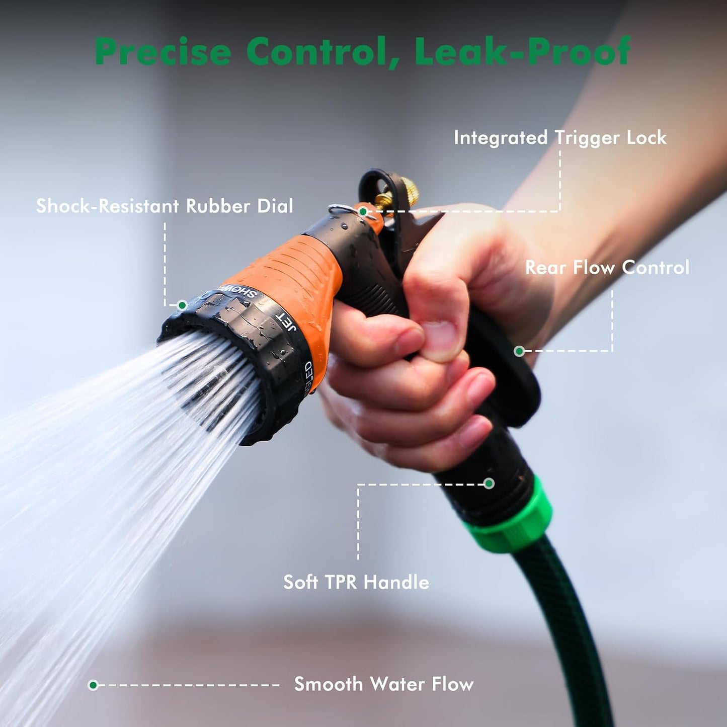 RESTMO Garden Hose Spray Nozzle, Water Hose Nozzle Heavy Duty, High Pressure Hand Sprayer with 6 Adjustable Watering Patterns, Slip Resistant for Watering Plants, Car Washing & Pet Showering, Purple