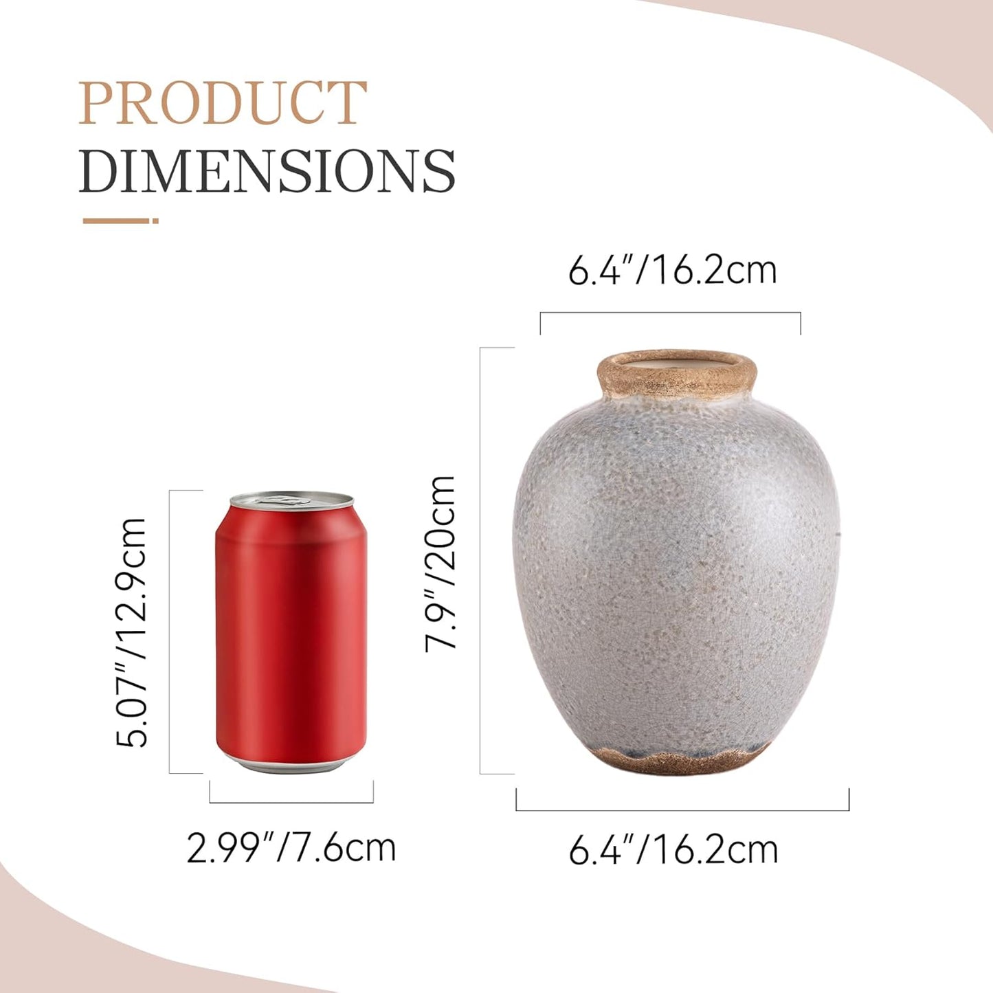Ceramic Vase Set of 3, Neutral Flower Vases Home Decor, Pottery Rustic Farmhouse Decorative Vases Modern Decor for Table Mantel Entryway Bookshelf Living Room Kitchen Bedroom - Brown