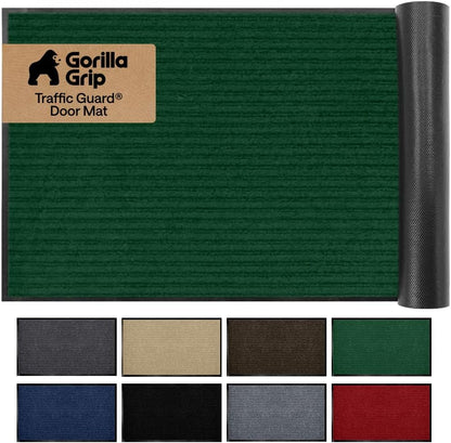 GORILLA GRIP Waterproof Traffic Guard Door Mat, Heavy Duty Entryway Mats, Strong Backing Commercial Utility Rugs for Office Hallway, Garage Floor and Home, Low Profile Carpet Runner, 29x17, Black