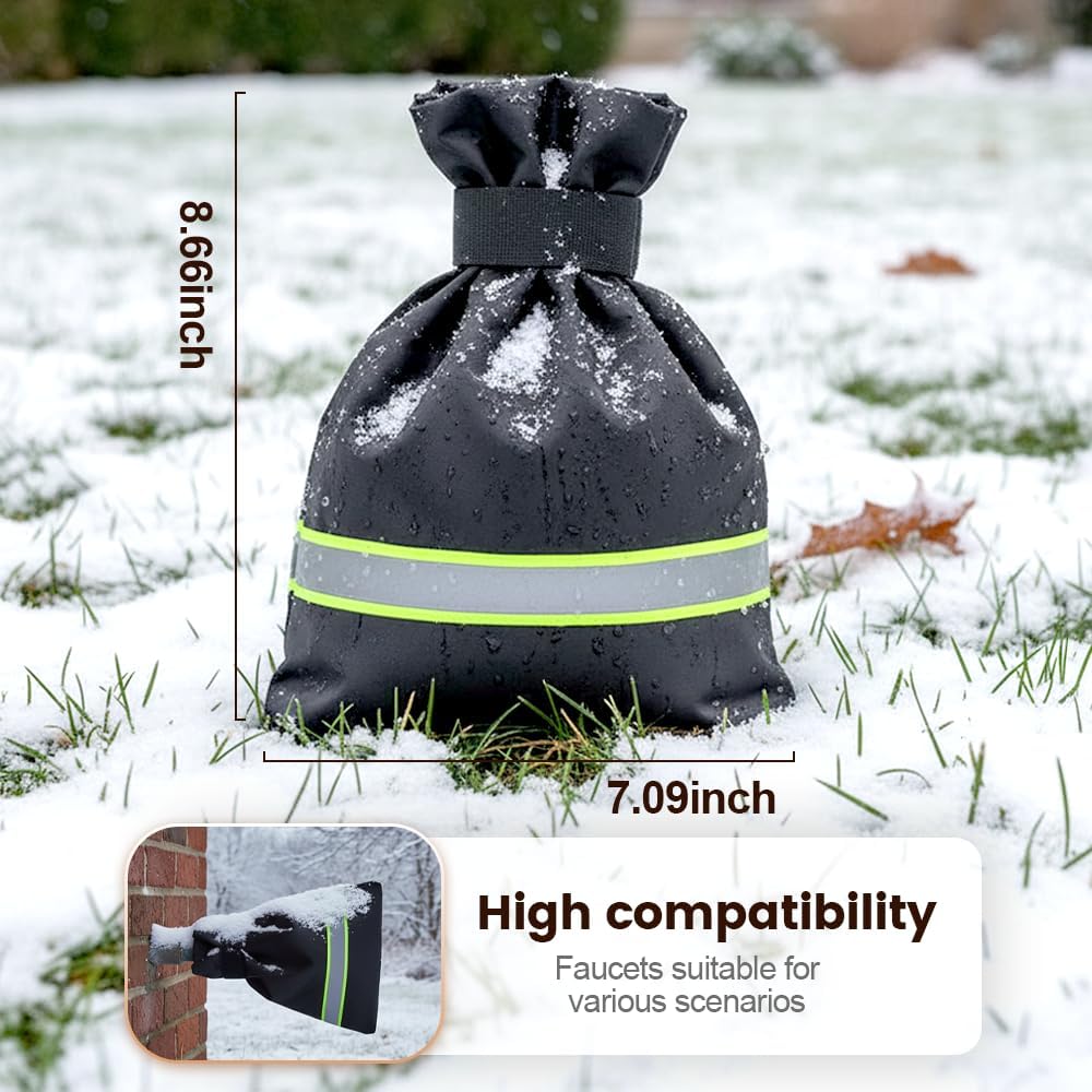Outdoor Faucet Covers for Winter Freeze Protection, 9.8" x 6.3" Reusable Waterproof Insulated Spigot Covers, Easy-to-Use Hose Bib Socks for Outdoor Faucets, Pipes & Spigots (Green, 2 PCS)