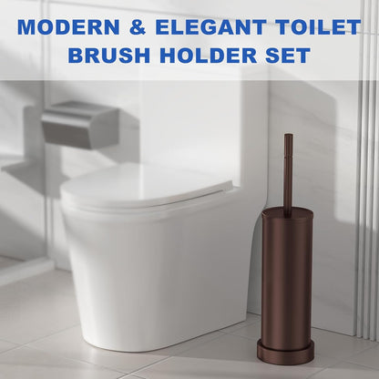 Brushed Nickel Toilet Brush and Holder Set, 304 Stainless Steel Toilet Brush for Bathroom, Heavy Duty Toilet Bowl Brush with Holder, Removable Inner Bowl and Splash Protection, Long Handle