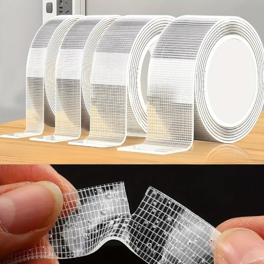 5M Nano Double Sided Tape, Heavy Duty Transparent PET Adhesive, Reusable No Residue Mounting Tape, Strong Grip Adhesive for Home, Office & Car Use (Transparent Tape)