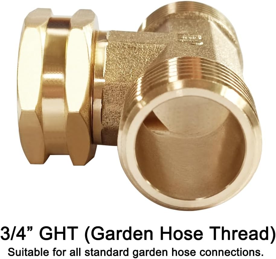 Joywayus 2PCS Brass 3/4" GHT Garden Hose Splitter Body Backyard 2 Way Y Shaped Swivel Connector Threaded Pipe Fitting Coupler Adapter with Washer