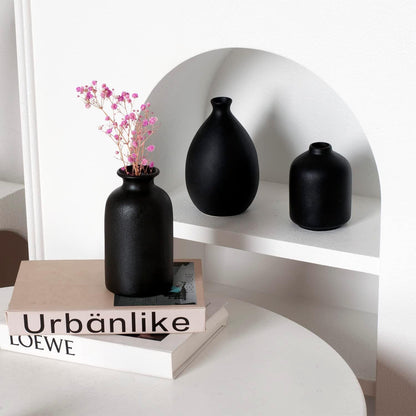 White Ceramic Vase Set of 4, Classic Matte Vases Home Decorations for Table Shelf Office Decor (White)