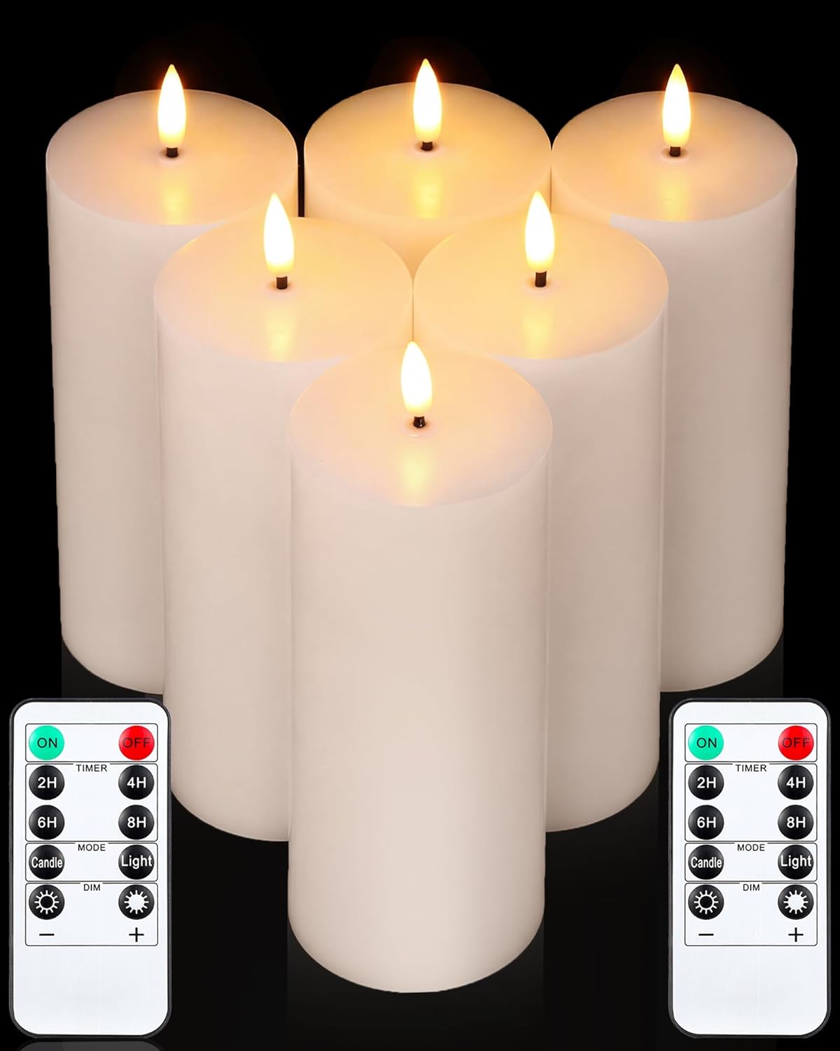 VIHOSE 9 Pack White Flameless Candles Set with Remote and Timer Flickering Flameless Battery Candles Flat Top LED Pillar for Wedding Outdoor Home Festival Decoration(D 3'' H 4'' 5'' 6'')