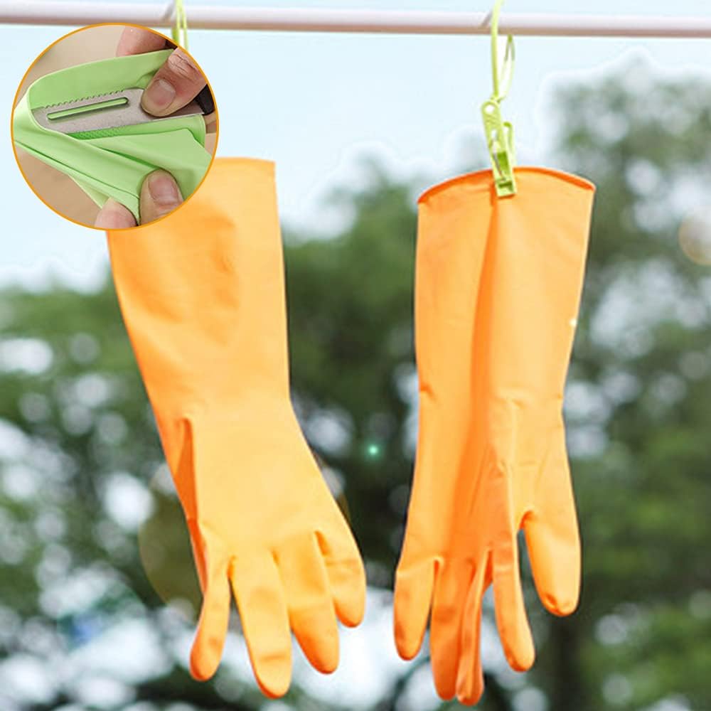 Alimat PluS 3 Pack Reusable Cleaning Gloves Latex Free, Dishwashing Gloves with Cotton Flock Liner and Embossed Palm, Waterproof Household Gloves for Laundry, Gardening (Medium)