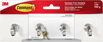Command Key Rail, Quartz, 1-Rail, 6-Strips, Organize Damage-Free Small