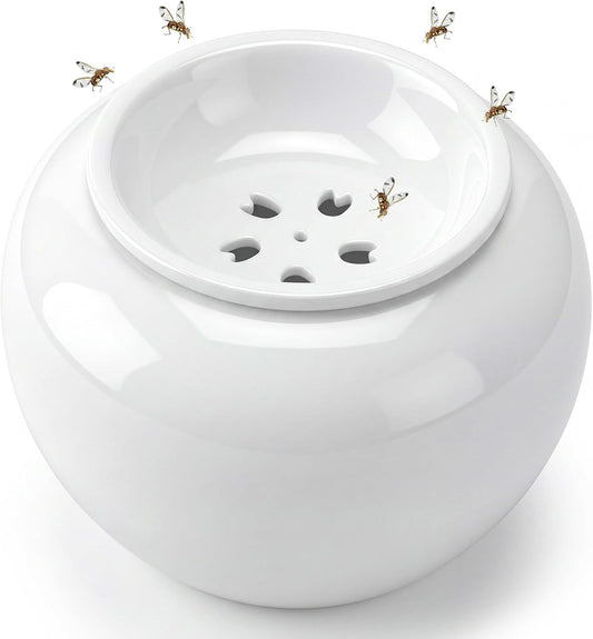 2 Pack Reusable Ceramic Fruit Fly Trap for Indoors, Kitchen Fly Catcher with Filter Funnel Design, Natural Vinegar Gnat Trap, Easy to Clean, Safe & Non-Toxic for Home