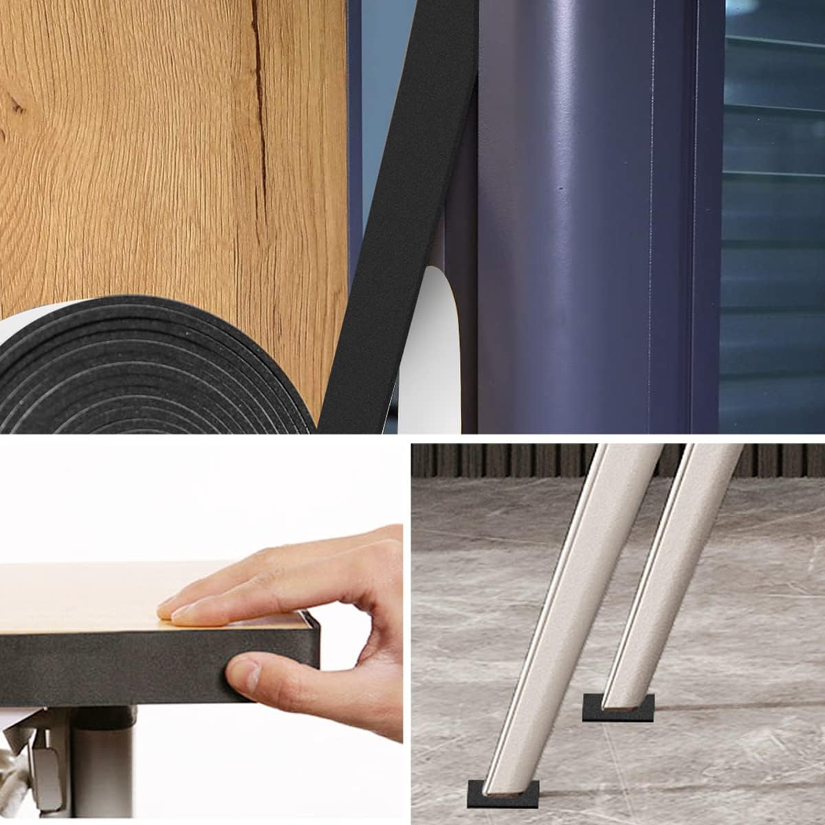 Seal Foam Tape,1/2 Inch W x 1/8 Inch T Weather Stripping for Door and Window,High Density Single Sided Closed Cell Door Insulation Weather Strip, 3 Rolls Total 50FT Black