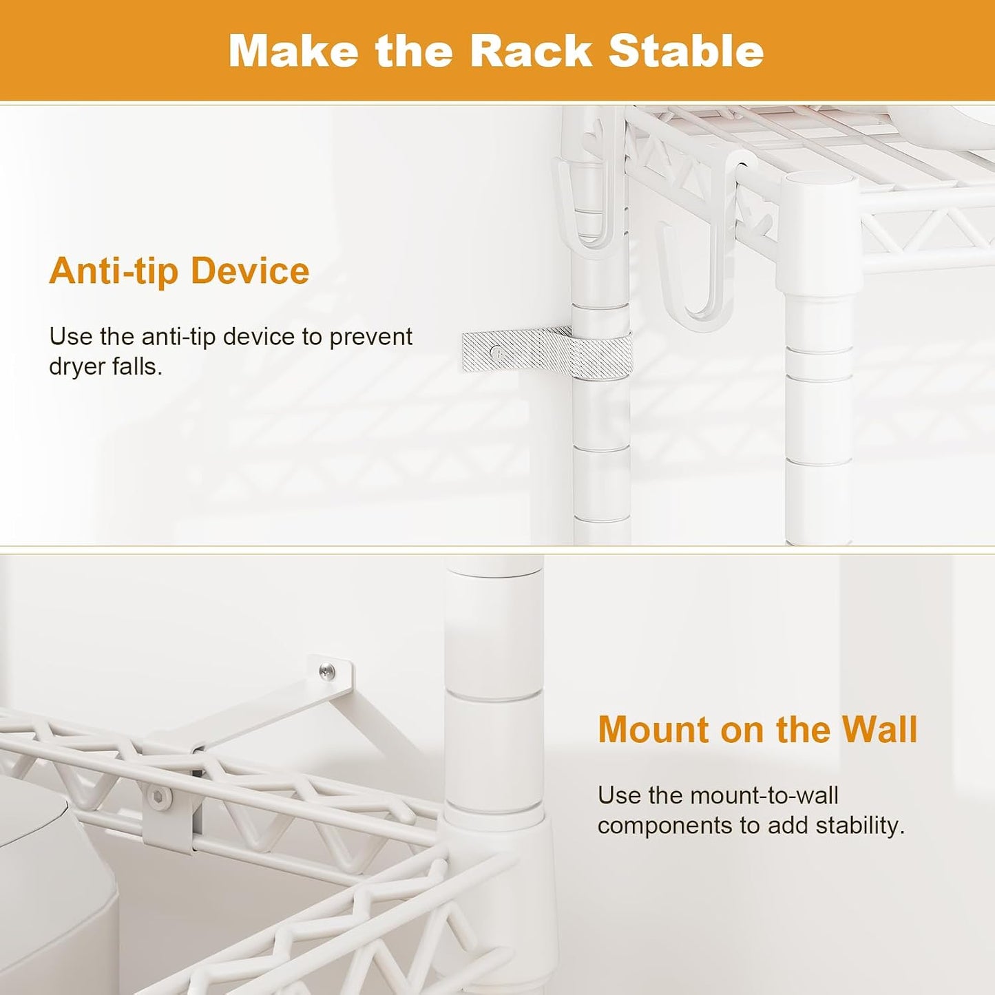 ULIFHOME U16 Upgraded Washer Dryer Stacking Rack for Narrow Laundry Room and Bathroom, Metal Over Washer and Dryer Storage Shelves for Saving Space, 29.5" W x 23.6" D x 53.1" H, Black