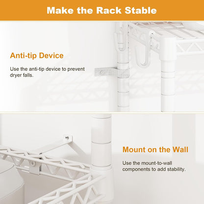 ULIFHOME U16 Upgraded Washer Dryer Stacking Rack for Narrow Laundry Room and Bathroom, Metal Over Washer and Dryer Storage Shelves for Saving Space, 29.5" W x 23.6" D x 53.1" H, Black