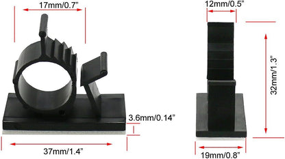 Cable Clips,GLE2016 Self-Adhesive Wire Holder Cable Organizer Cord Management Clamps with Adjustable Backed 20 Pack Black