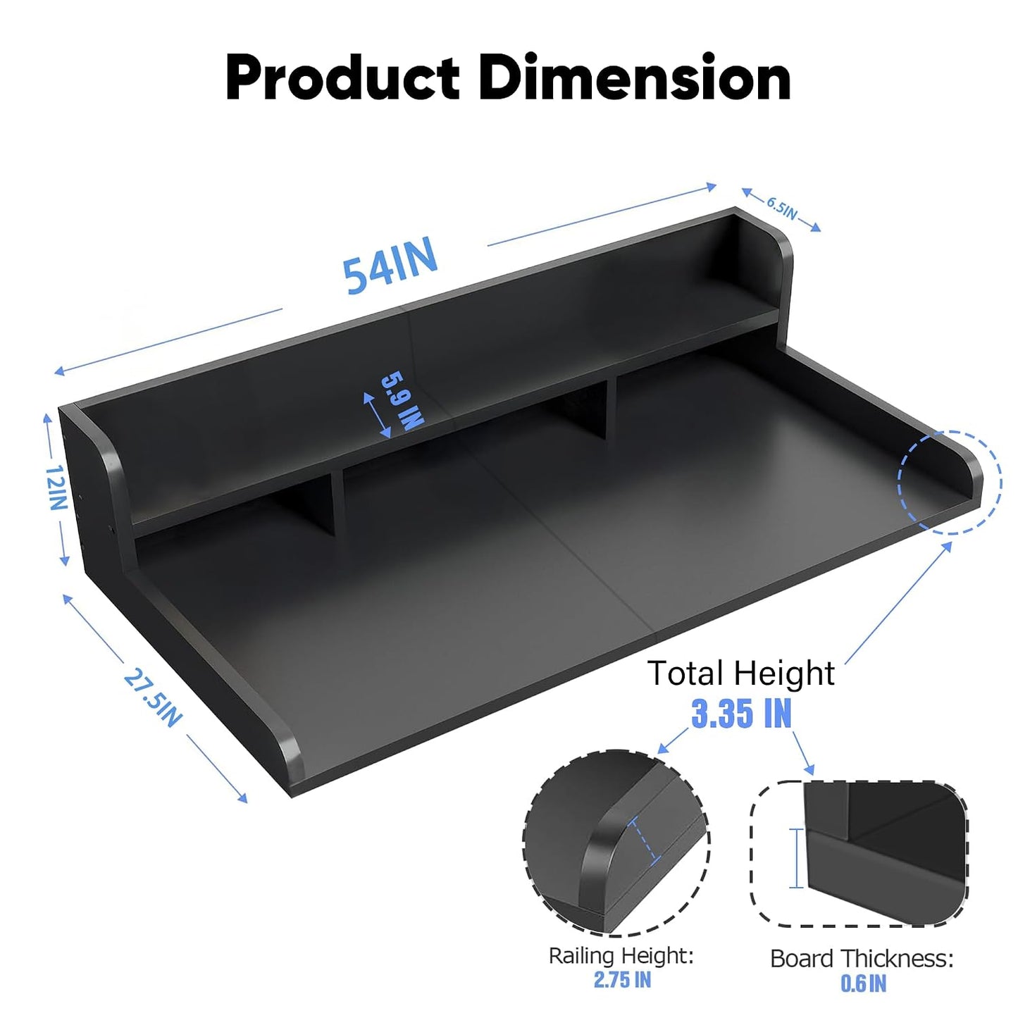 54" 2 Tier Washer Dryer Countertop with Storage Shelf, Waterproof MDF Laundry Room Organizer, Folding Station, Mechanically Joined Two-Panel Countertop (Walnut Brown)