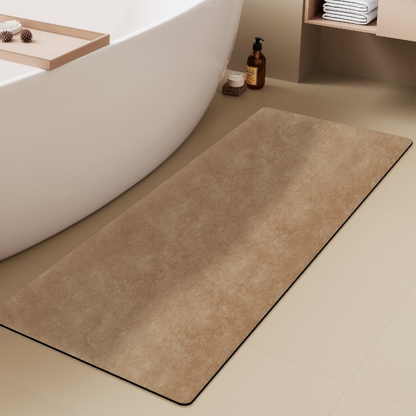 TYUU Bath Mat, Bathroom Rugs Non Slip Washable Thin Absorbent Quick Dry Bath Mat Fits Under Door Bathroom Floor Mat Perfect for Bath, Shower, or Sink 16"x24" Dark Grey