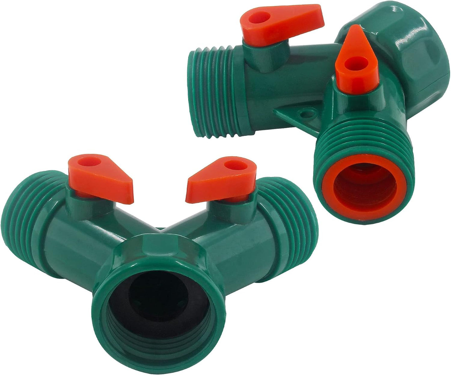 6 Pcs 2 Way Hose Adapter Y Valve Garden Hose Connector, Green | Non Rust Spigot Faucet Adapter, 3/4 Garden Hose Y Connectors, Plastic Hose Splitter, Faucet Watering Shut Off Valves