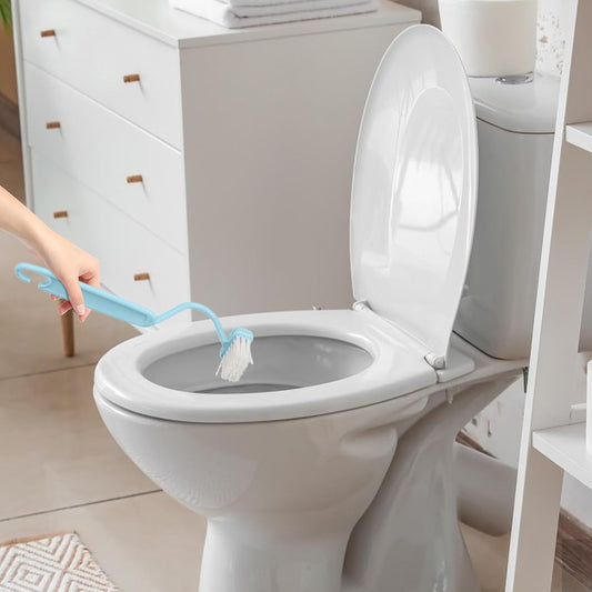 Toilet Rim Brush - Under Rim Toilet Cleaning Brush | Toilet Cleaner Brush | | Soft Bristle Toilet Brush S-Shaped | Angled Toilet Corner Scrubber | Toilet Rim Cleaner for Toilets Kitchens Bathrooms