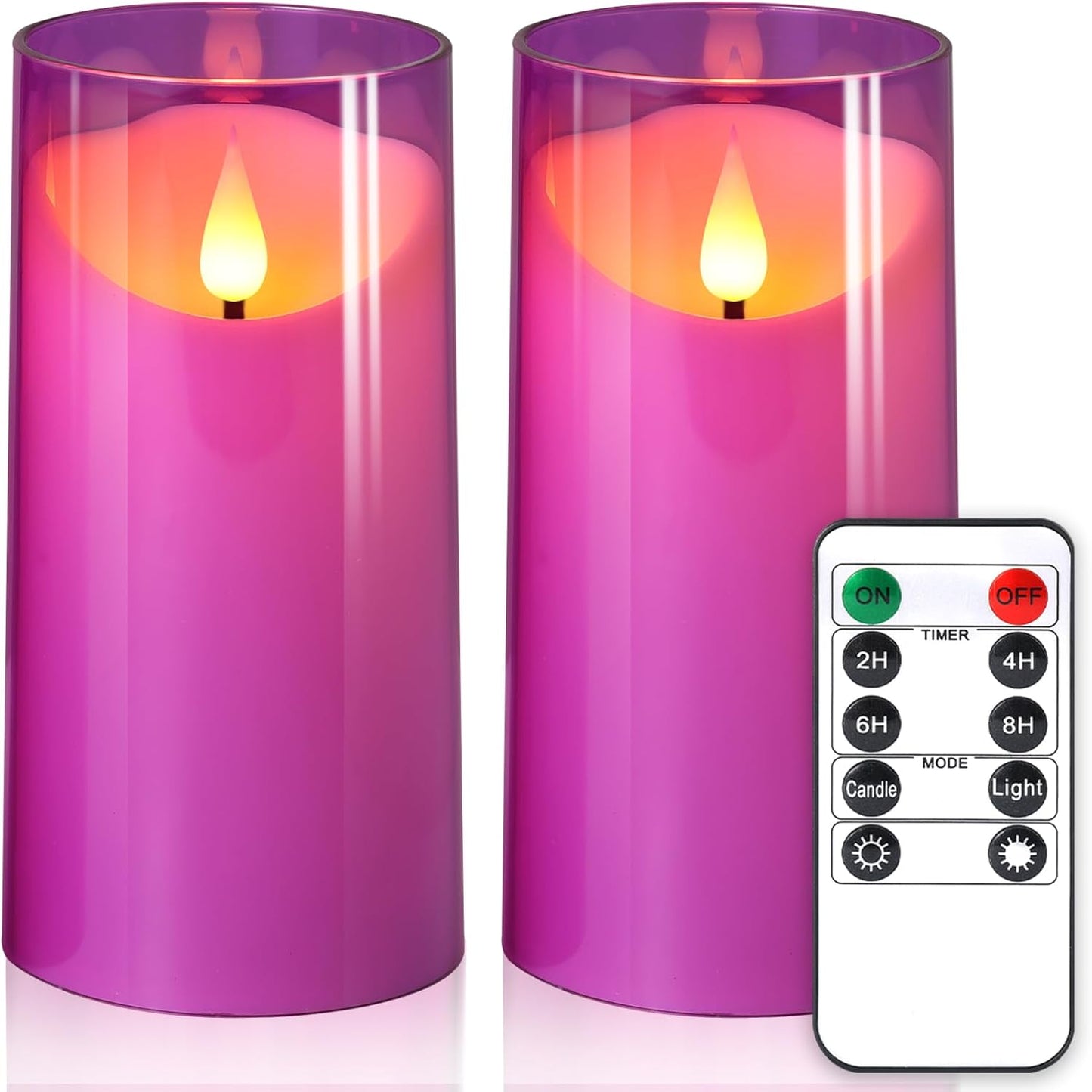 NURADA Flameless Candles with Remote Timer - Glass Real Wax 3D Wick LED Pillar Votive Candle Set Battery Operated Flickering Light for Home Christmas Decoration - White 3 Pack