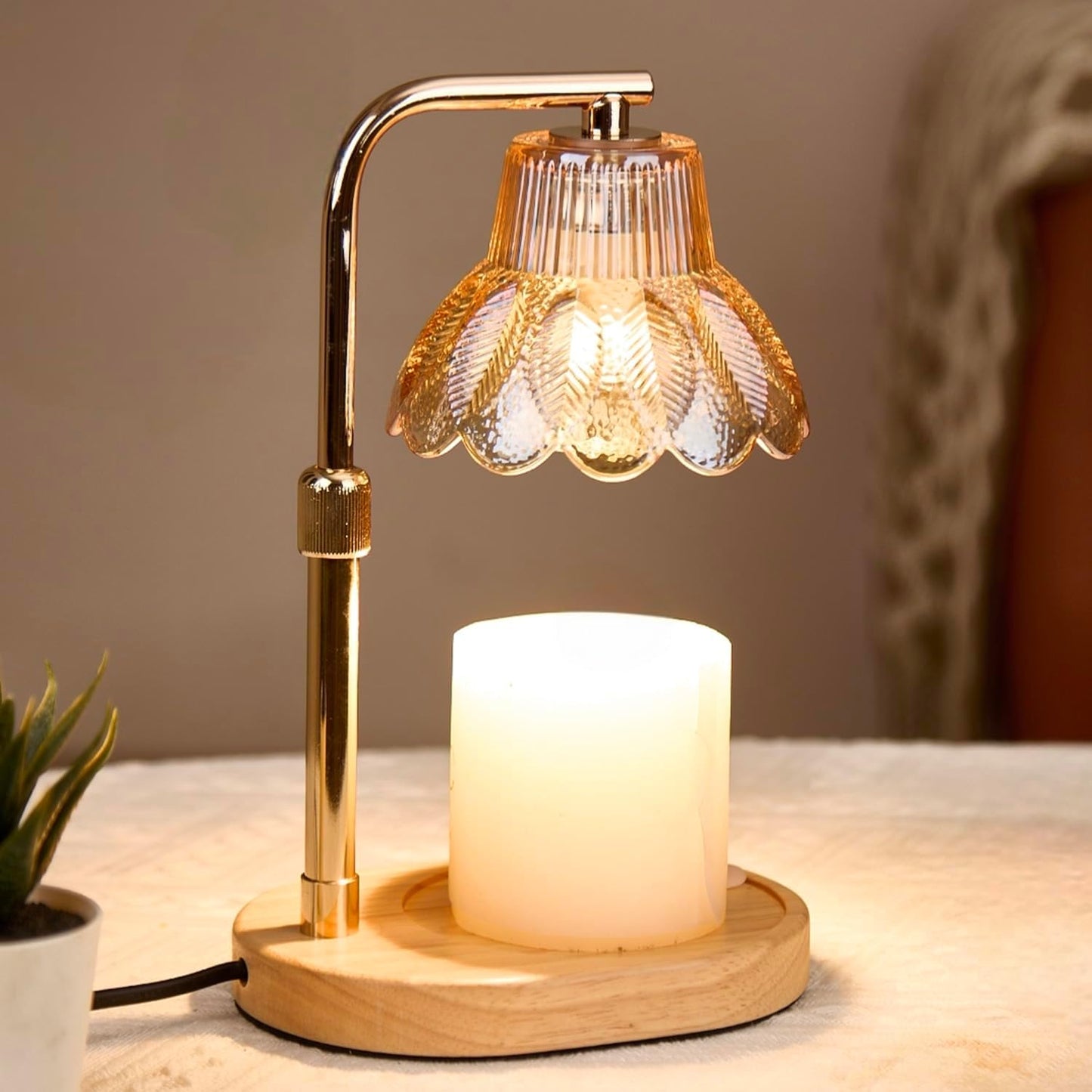 Candle Warmer Lamp,with Timer & Dimmer(3Bulbs),Candle Lamp Warmer Height Adjustable,Gifts for New Home,House Warming Gift,Birthday Gifts for Women/Daughter/Mom/Friend-Black