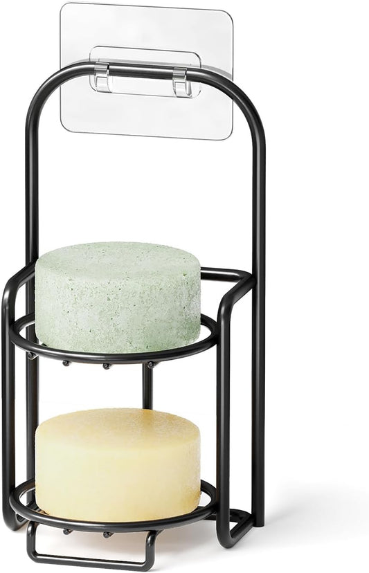 SpaceAid 4 Tier Shampoo Bar Holder for Shower, Self Draining Soap Bar Holders Caddy for Bathroom Wall and Kitchen Sink, Shampoo Bar Dish Rack, Stainless Steel Bar Soap Holder (Black)