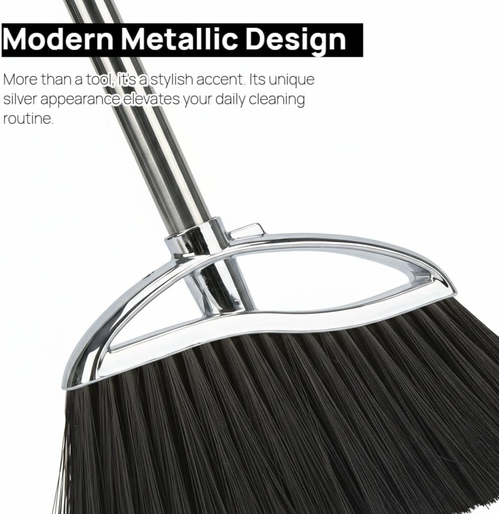 Outdoor Stiff Bristles Angle Broom Heavy Duty Sweeping Patio Broom with Long Handle for Garage Garden Commercial and Industrial