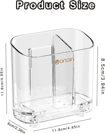 Toothbrush Holder for Bathroom Wall Mounted, 5 Slots Acrylic Toothbrush and Toothpaste Organizer Removable Dividers, Large Capacity Electric Toothbrush Holder for Family Bathroom Accessories, Clear