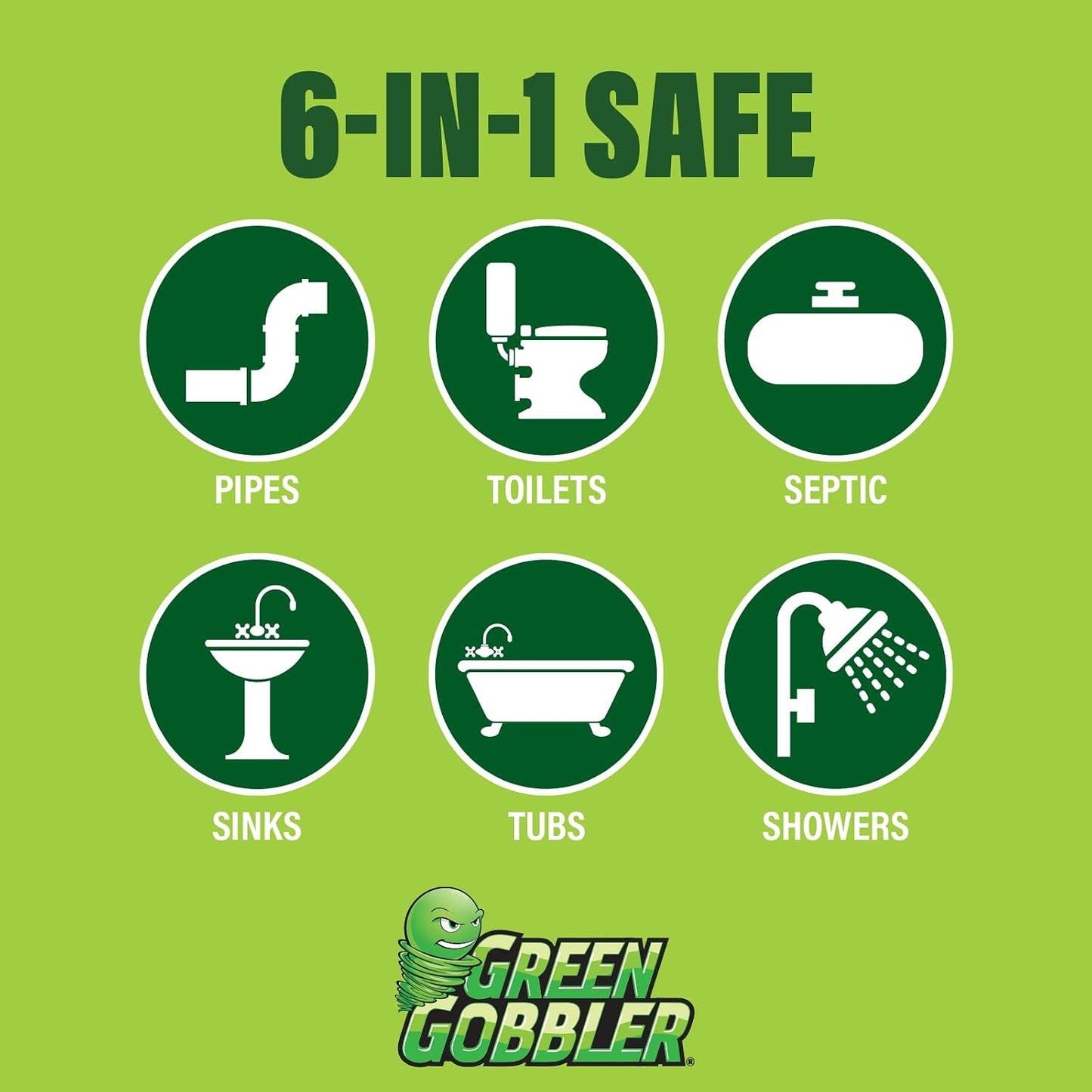 Green Gobbler Drain Clog Remover & Drain Cleaner Powder (5 Pacs & 5 Tools)