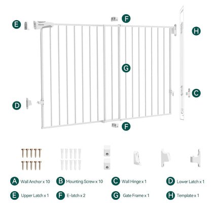 Babelio Baby Gate for Stairs, Kitchen & Doorways, No Bottom Bar| One-Handed Operation| Auto-Close| Hardware Mount (Drill Needed) Safety Dog/Pet Gate (Black - B17, 26-43" W, 28" H)