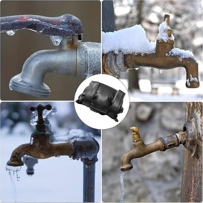 2Pcs Outdoor Faucet Covers for Winter Freeze Protection-Black PU Material | 10.2" H x 7.1" W,Outside Garden Faucet Socks for Winter Waterproof Freeze Miser,Reusable Hose Bibs Insulated Spigot Cover