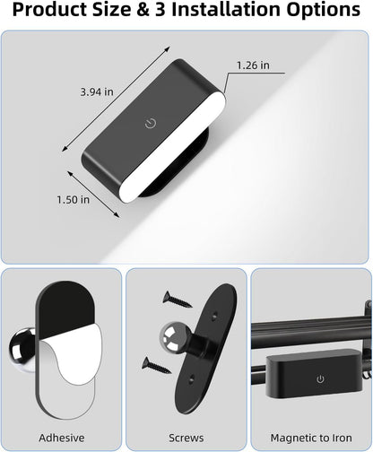 Battery Operated Wall Sconce Set of 2, Rechargeable LED Wall Mounted Light with Remote Control, Stick On Magnetic Wall Lights for Bedroom, 3 Modes Dimmable Bedside Reading Wall Lamps for Bedroom