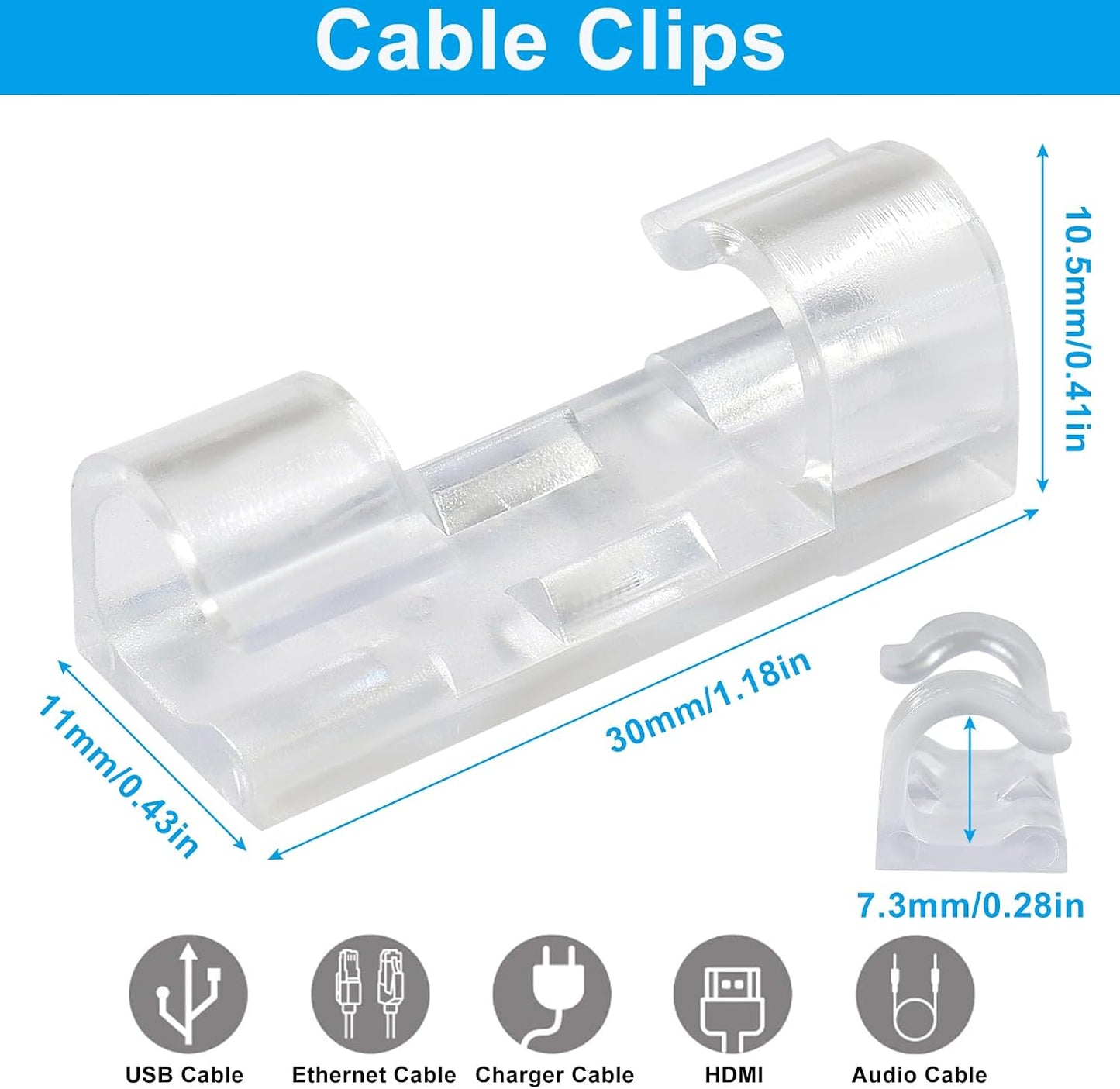 Jiozermi 60 Pcs Self Adhesive White Cable Clips, Cable Wire Management Clips with 3M Adhesive Wall Wire Holder Cord Management for Desk, Wall, TV, Car Dash Cam, RV, Ethernet, PC, Christmas Light