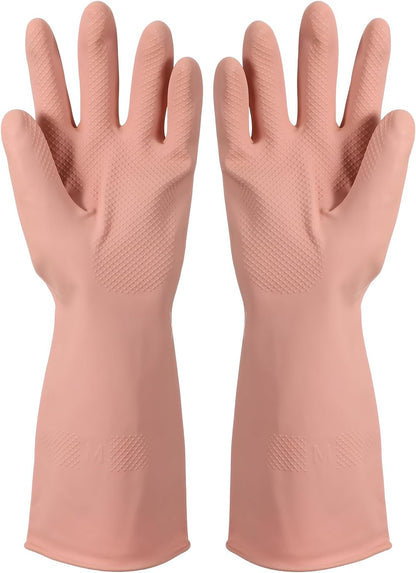 uxcell Rubber Cleaning Gloves, Reusable Household Dishwashing Long Rubber Gloves with Non-slip Grip