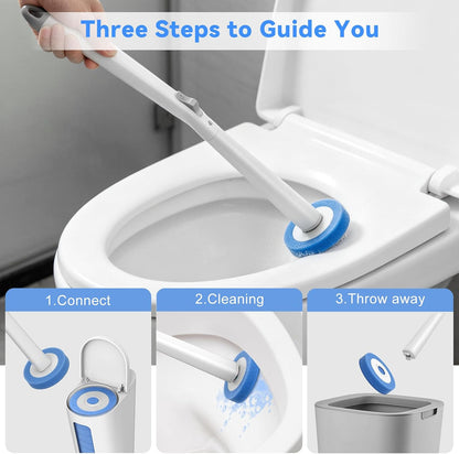 Disposable Toilet Brush - Toilet Bowl Cleaner with Automatic Lid 20 Replacement Heads in PC Box, Compatible with Rod Refills, Toilet Brush and Holder Set for Bathroom Cleaning, White