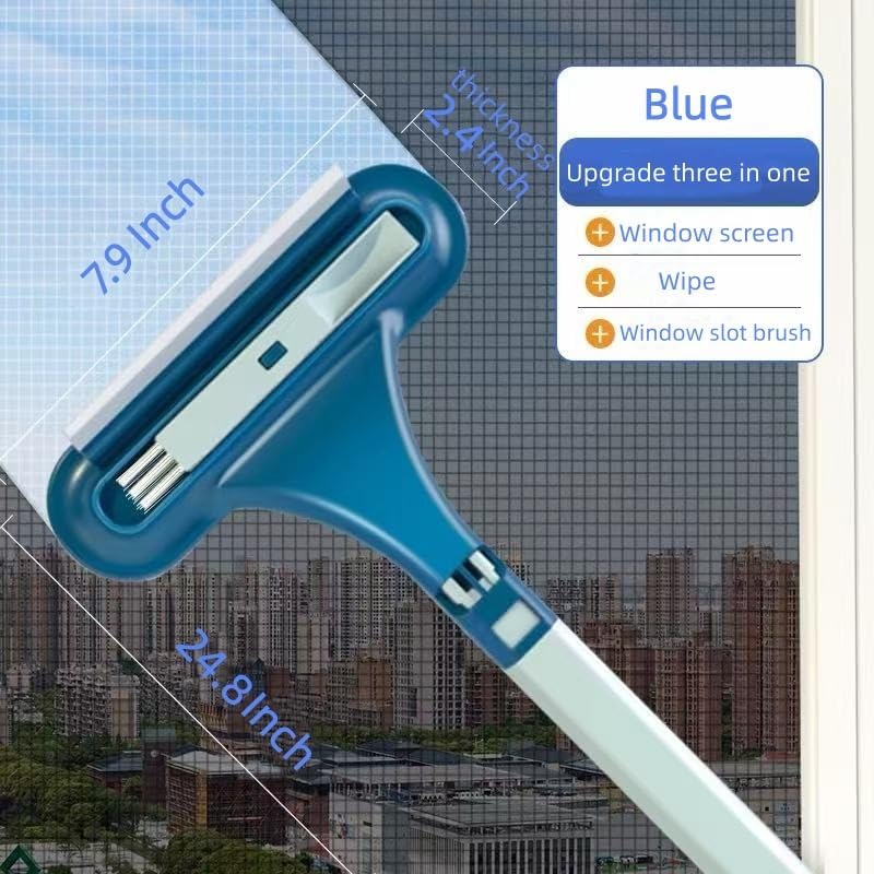 Upgrade 2-in-1 Window Screen Cleaning Brush, Double Sided Wet Dry Window Screen Cleaner Tool for Home Mesh Window Cleaning (Green)