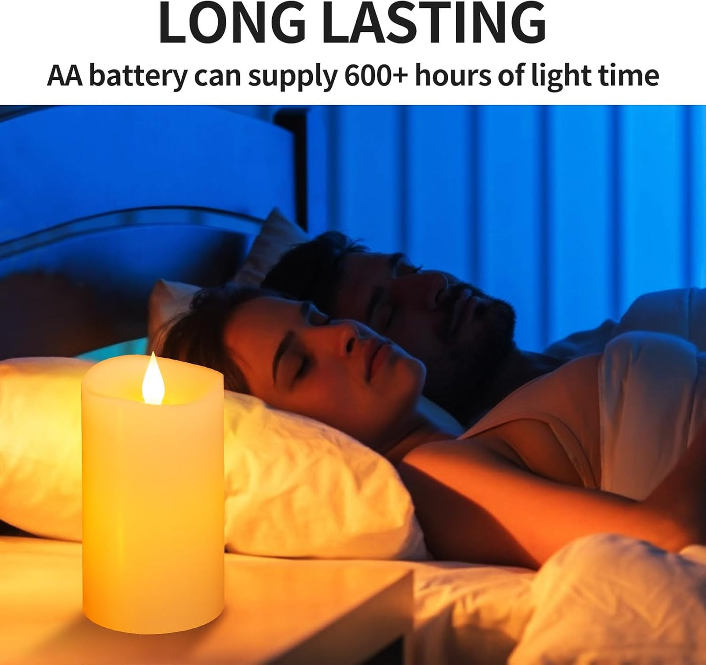 3x3 Flickering Flameless Candles Set of 2, 2AA Battery Life 600 Hours Battery Candles Flickering with Timer,3 inch Flameless Candles with Remote for Indoor/Outdoor, Ivory