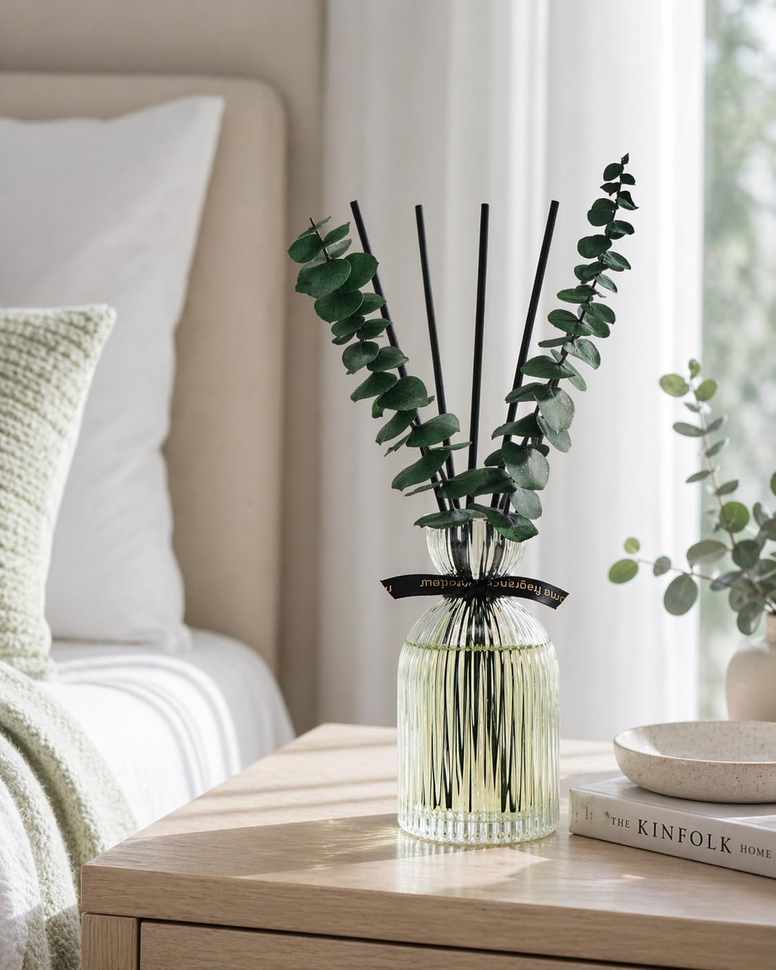 Airkeep Reed Diffuser Set 6.76 oz – Cherry Blossom Home Fragrance with Eucalyptus Sticks – Decorative Glass Bottle for Bathroom, Bedroom & Living Room Décor – Gift Ready