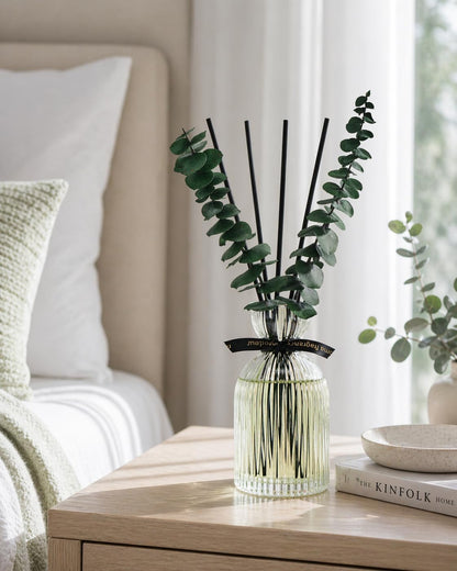 Airkeep Reed Diffuser Set 6.76 oz – Cherry Blossom Home Fragrance with Eucalyptus Sticks – Decorative Glass Bottle for Bathroom, Bedroom & Living Room Décor – Gift Ready