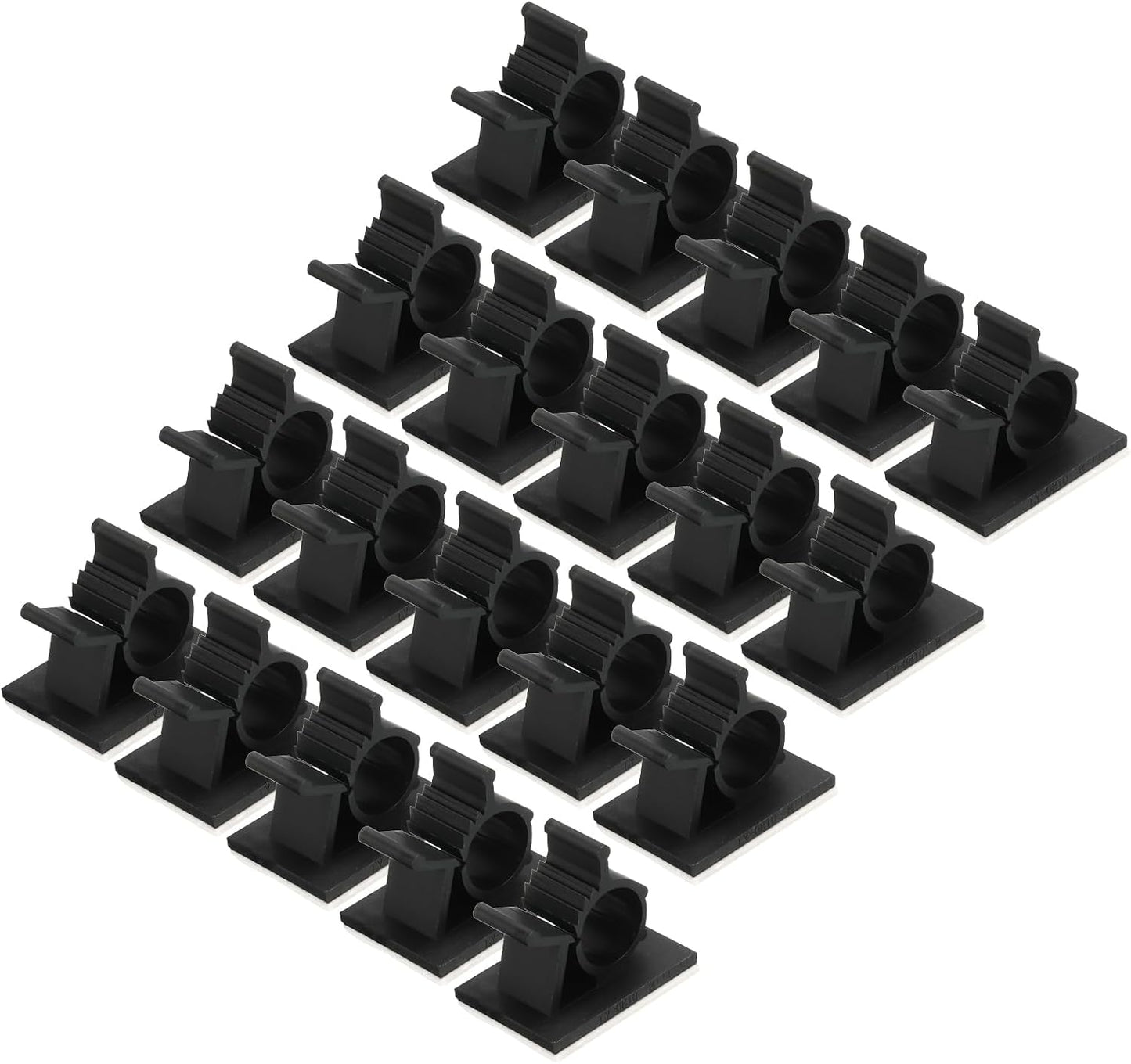 MECCANIXITY 25Pcs Cable Management Clips, 13-16mm Dia Self Adhesive Nylon Wire Holder, Adjustable Organizer Clamp for PC Desk Office, White