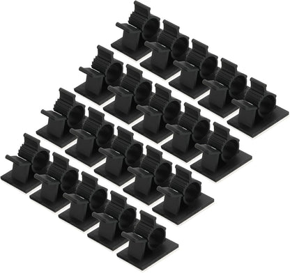 MECCANIXITY 25Pcs Cable Management Clips, 13-16mm Dia Self Adhesive Nylon Wire Holder, Adjustable Organizer Clamp for PC Desk Office, White