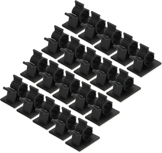 MECCANIXITY 25Pcs Cable Management Clips, 13-16mm Dia Self Adhesive Nylon Wire Holder, Adjustable Organizer Clamp for PC Desk Office, White