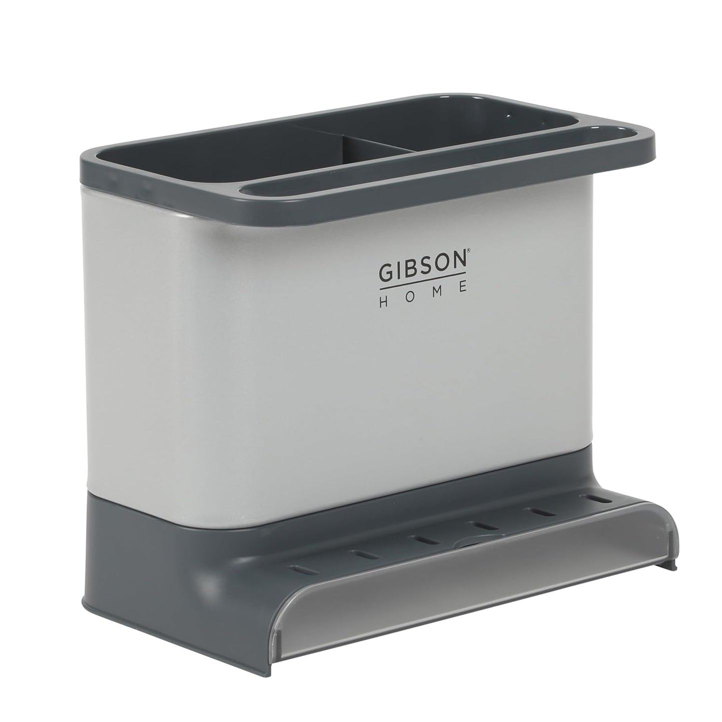 Gibson Home Ledgebrook Sink Caddy With Metal Panel, Sponge Holder for Kitchen Sink, Countertop Organizer and Storage Essentials With Drain Board