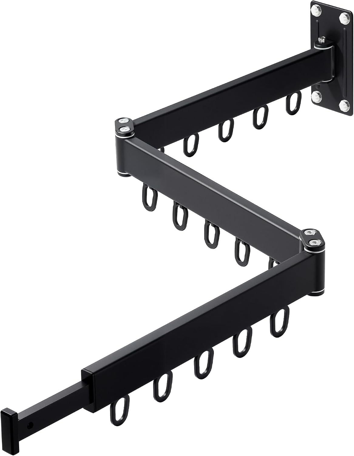 Wall Mounted Drying Rack,Foldable and Rotatable Clothes Drying Rack, Triple Folding Hanger Saves Space,Suitable for Cloakroom,Balcony, Bathroom,The Maximum Load Bearing 50kg (Black)
